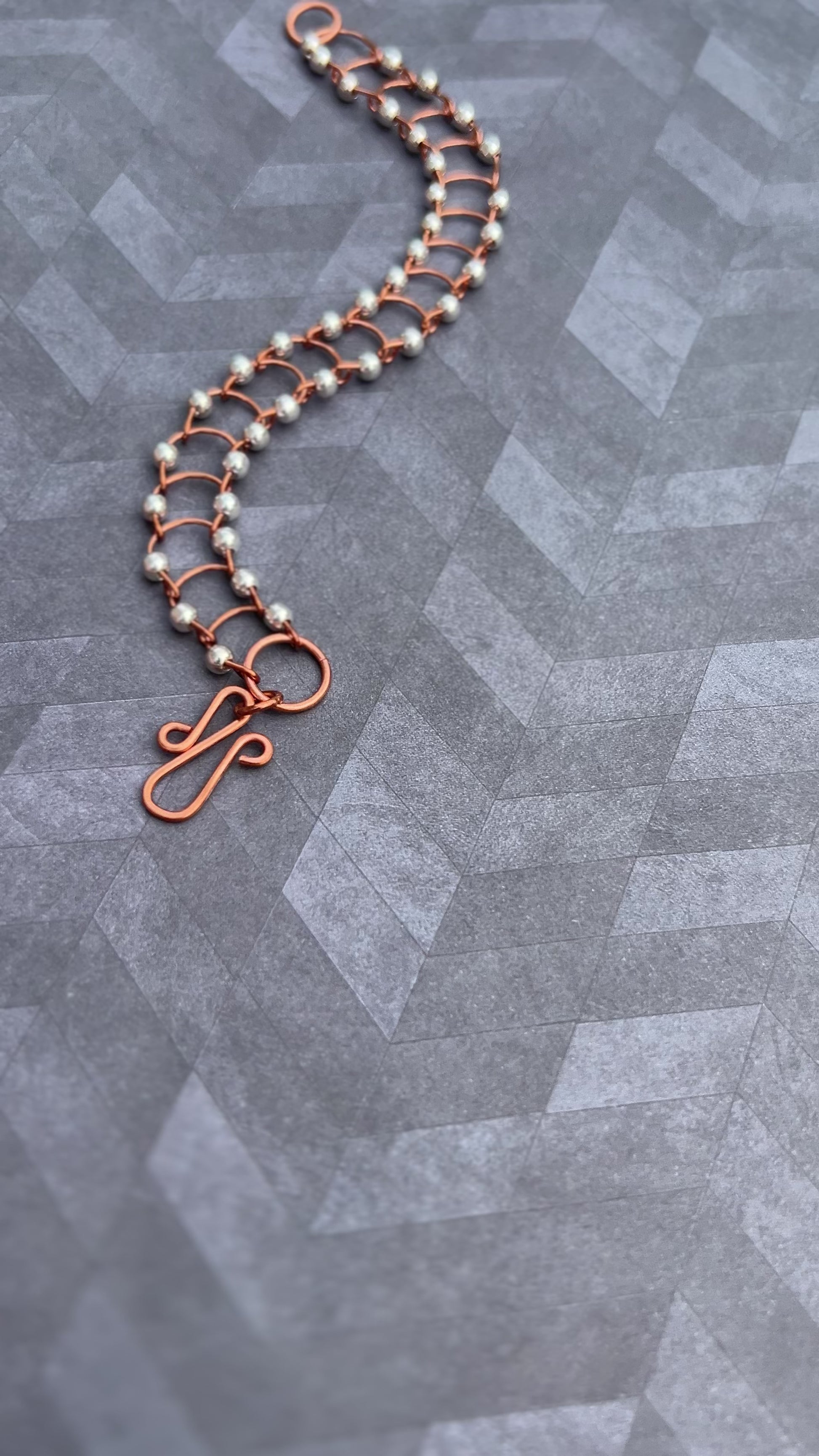 two-toned copper sterling silver handmade bracelet S-clasp made in Virginia