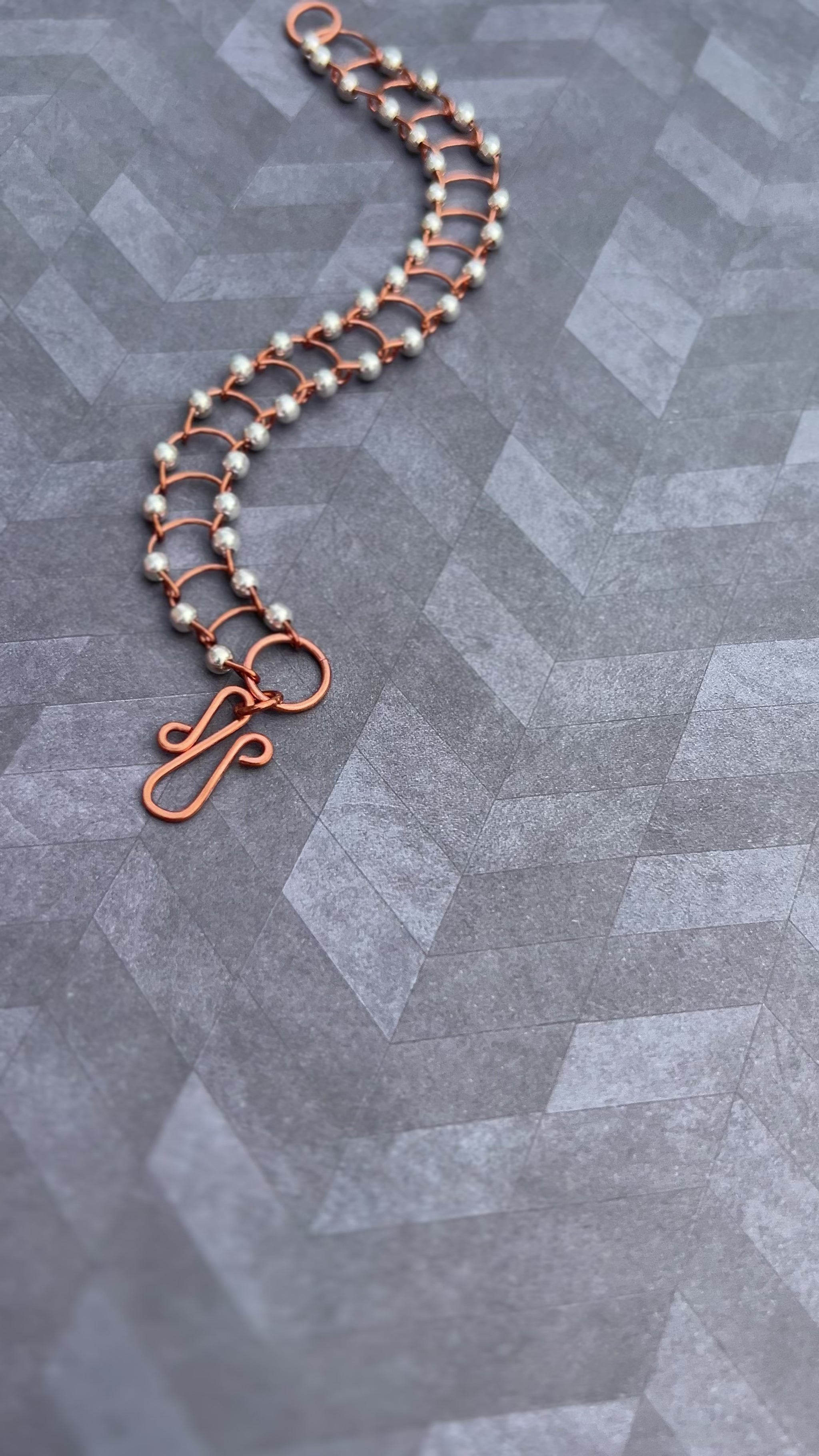 two-toned copper sterling silver handmade bracelet S-clasp made in Virginia