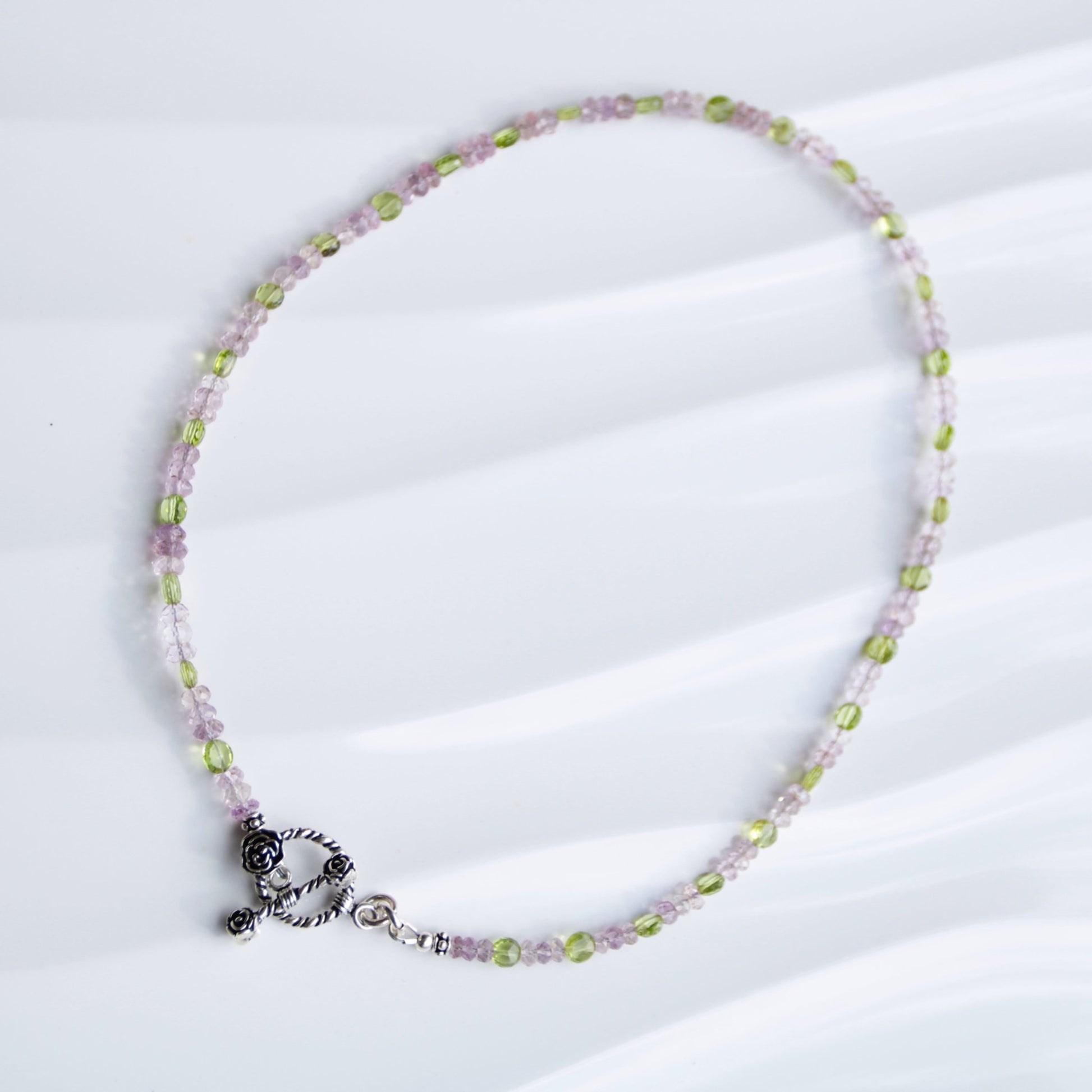 Rose Path • Pink Amethyst & Peridot Layering Necklace - Carrie Foscato Design artisanal beaded