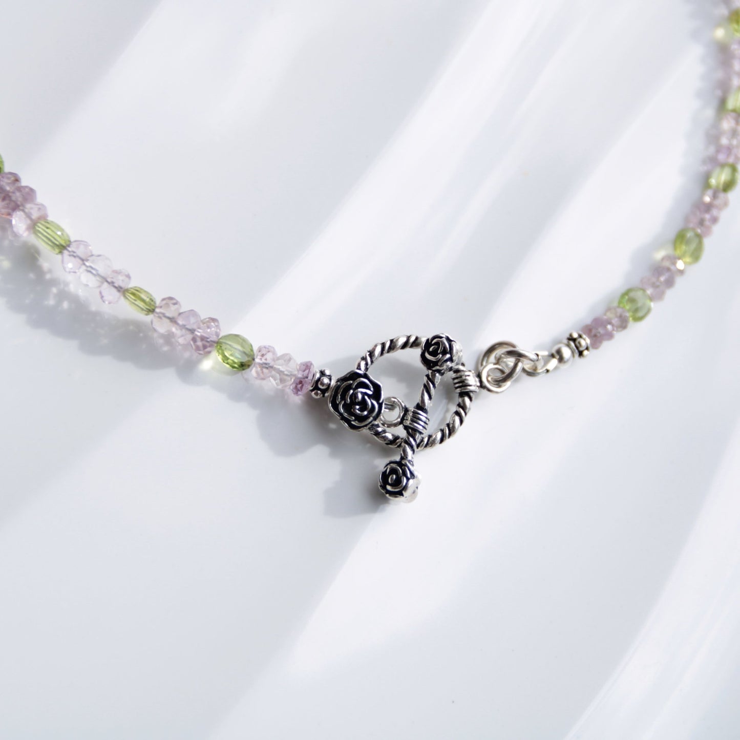 Rose Path • Pink Amethyst & Peridot Layering Necklace - Carrie Foscato Design artisanal beaded