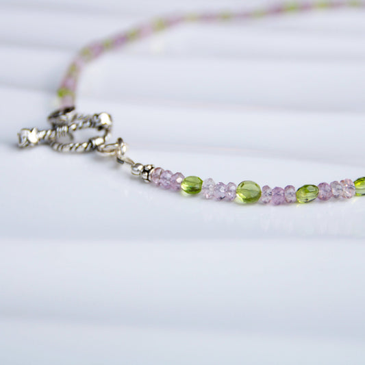 Rose Path • Pink Amethyst & Peridot Layering Necklace - Carrie Foscato Design artisanal beaded