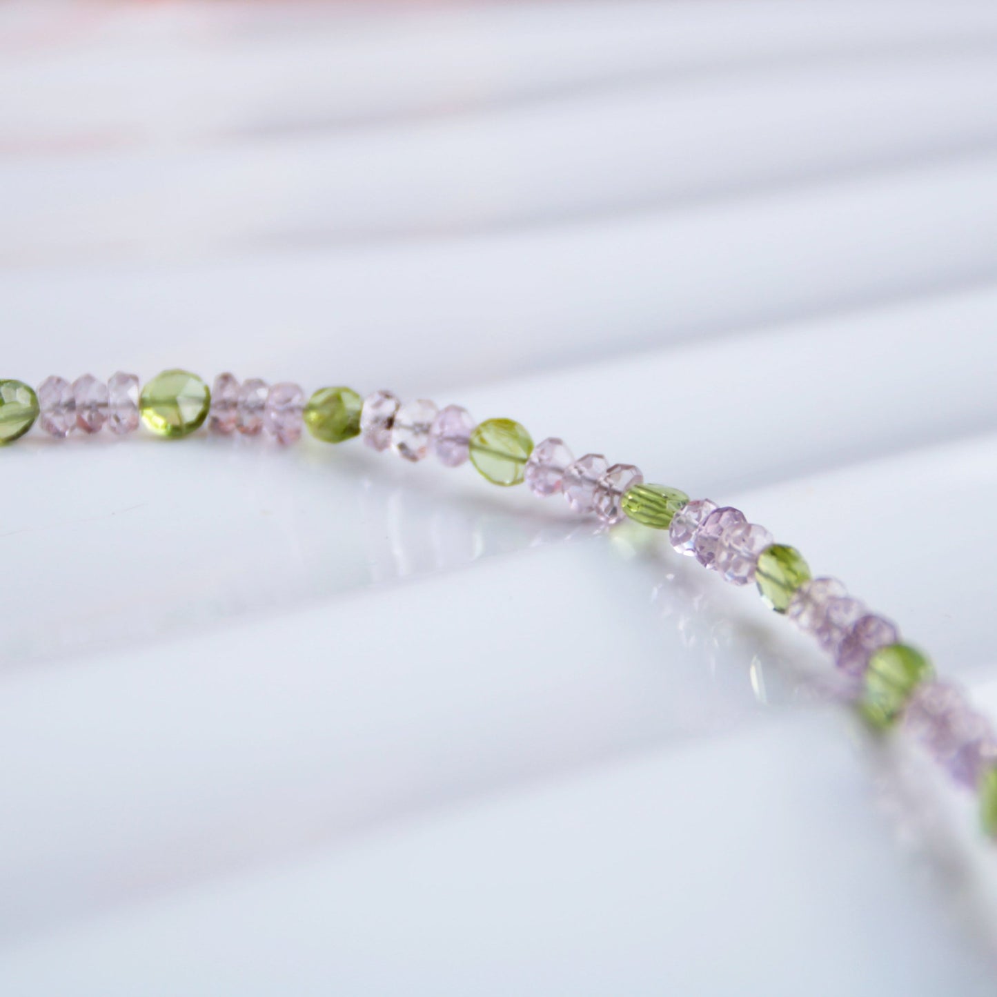 Rose Path • Pink Amethyst & Peridot Layering Necklace - Carrie Foscato Design artisanal beaded