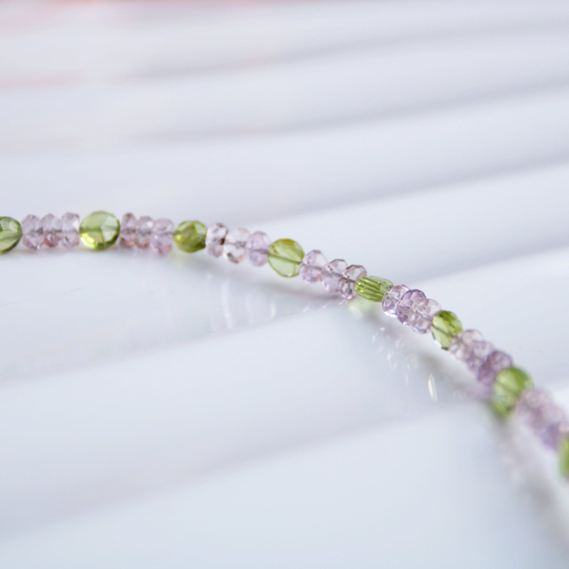 Rose Path • Pink Amethyst & Peridot Layering Necklace - Carrie Foscato Design artisanal beaded