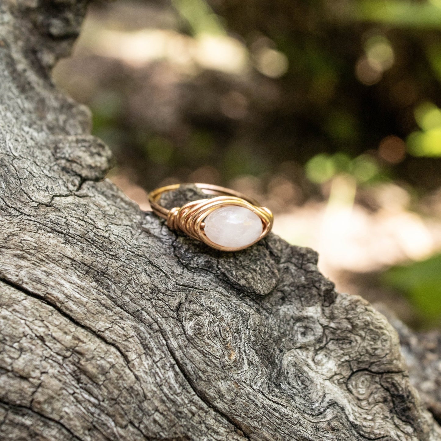 Rose Quartz Wire Wrapped Copper Ring