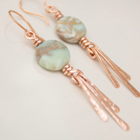 Sand & Sea Copper Hammered Fringe Earrings