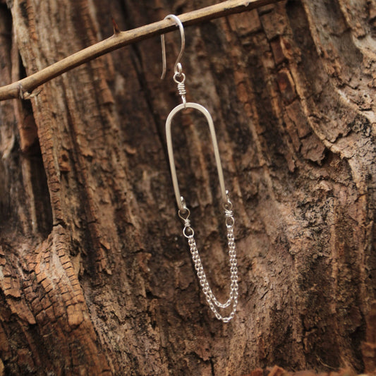 Sterling Silver Arch & Chain Earrings