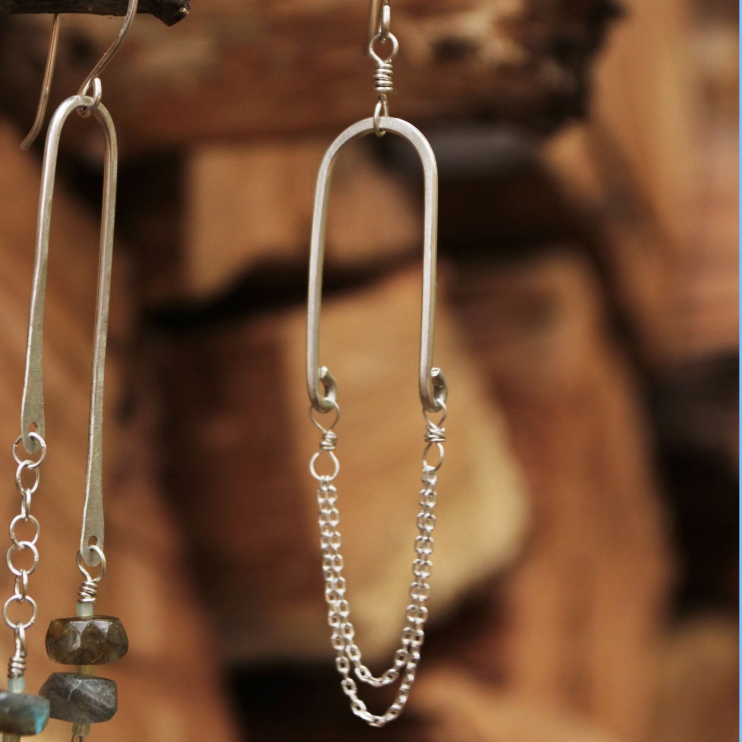 Sterling Silver Arch & Chain Earrings