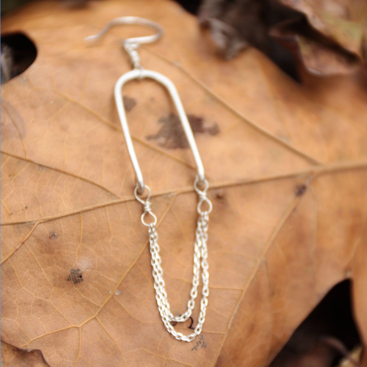 Sterling Silver Arch & Chain Earrings