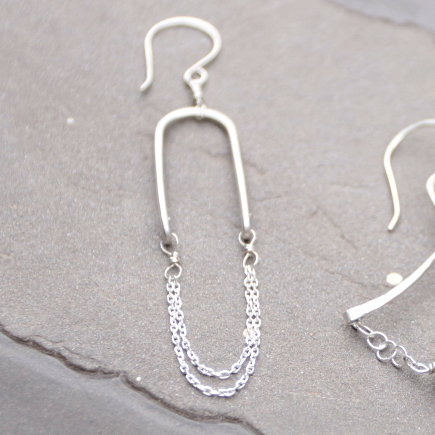 Sterling Silver Arch & Chain Earrings