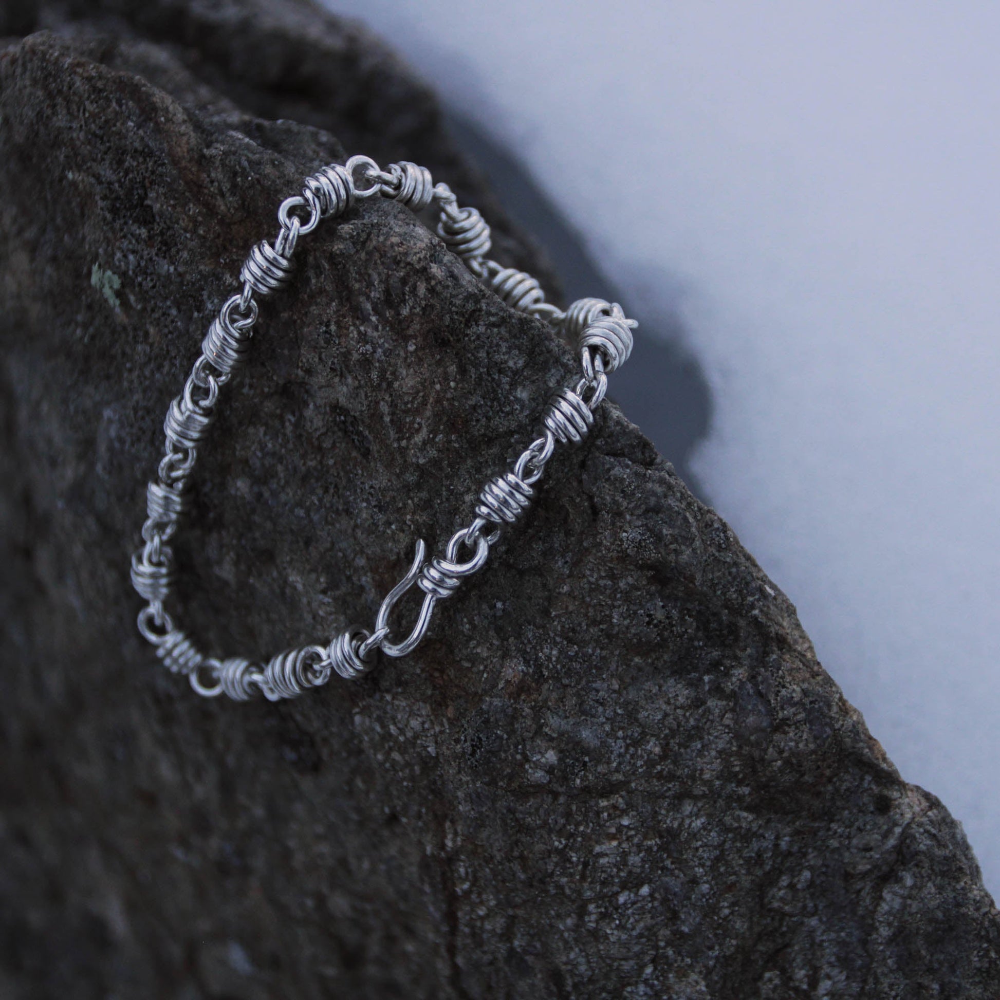 sterling silver honey dipper design chain link bracelet handmade by carrie foscato design