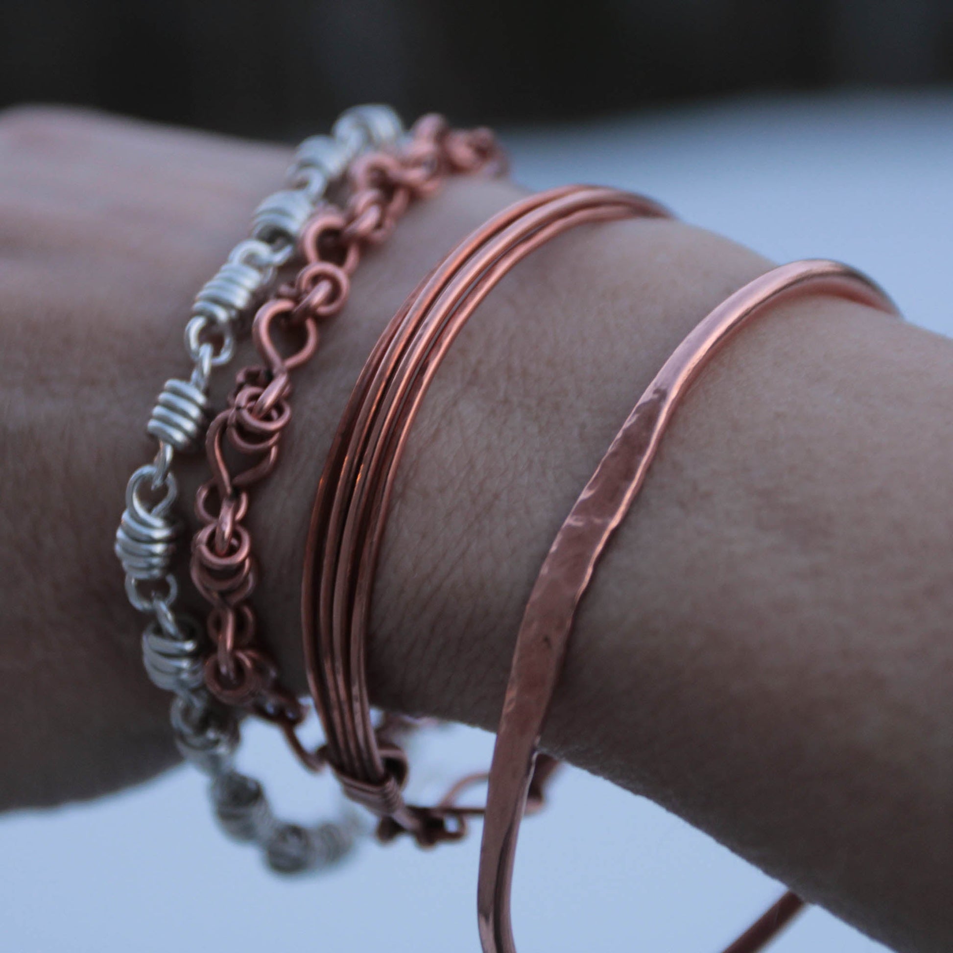 sterling silver honey dipper design chain link bracelet handmade by carrie foscato design great for stacking bangles and bracelets