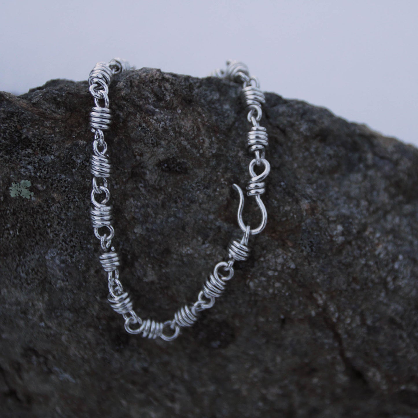 sterling silver honey dipper design chain link bracelet handmade by carrie foscato design