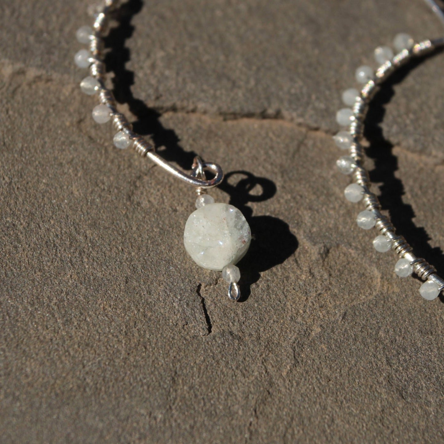 Sterling Silver Hoops with Faceted Aquamarine Stones – One-of-a-Kind Handmade Jewelry