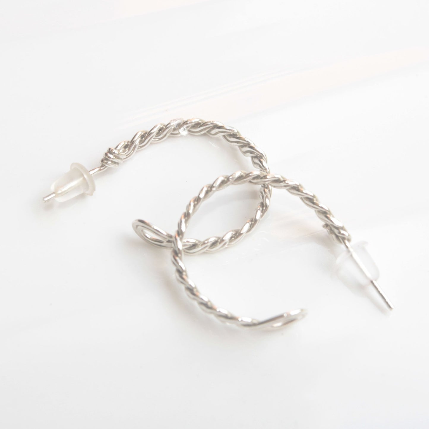 sterling silver twisted wire stud hoop earrings carrie foscato design made in usa