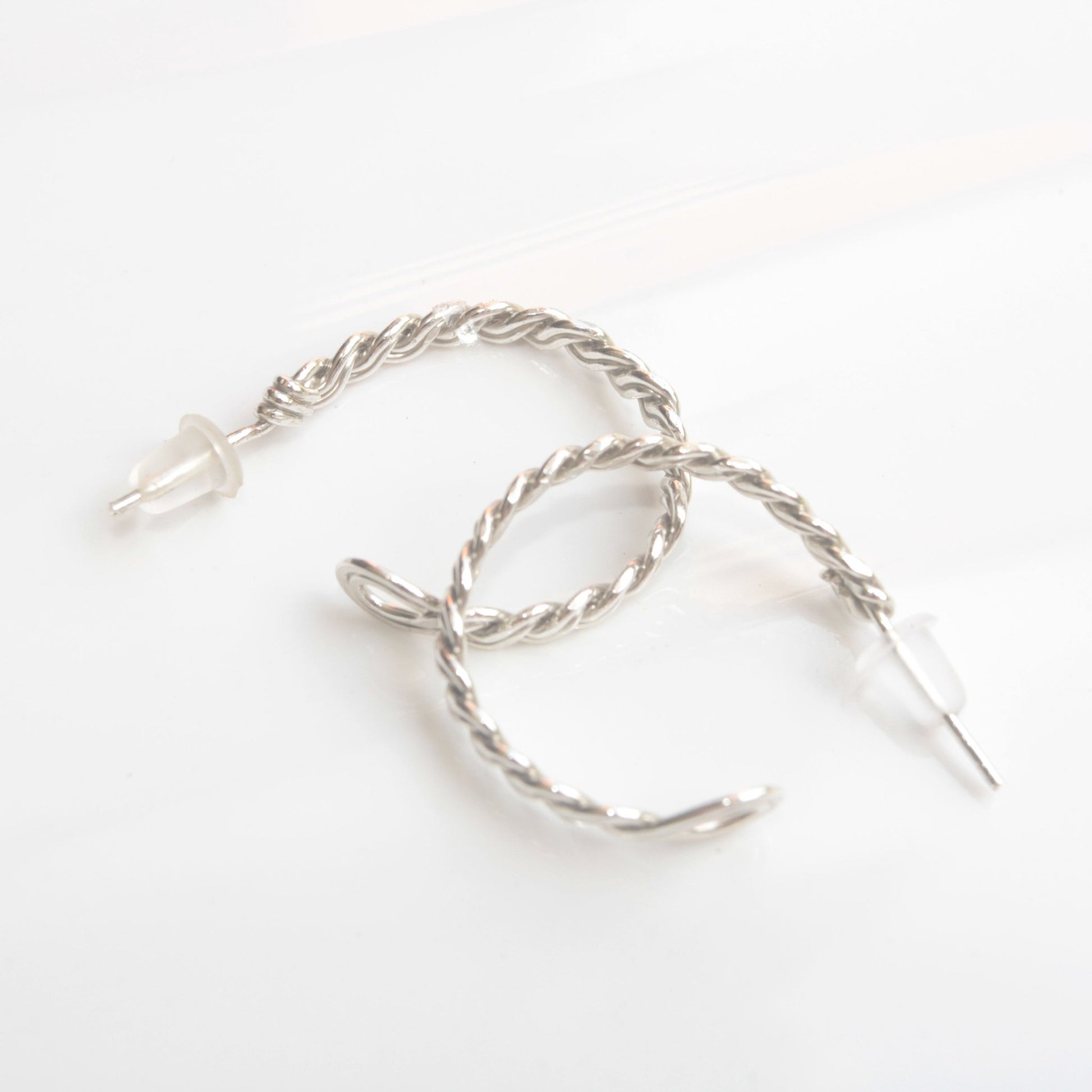 sterling silver twisted wire stud hoop earrings carrie foscato design made in usa