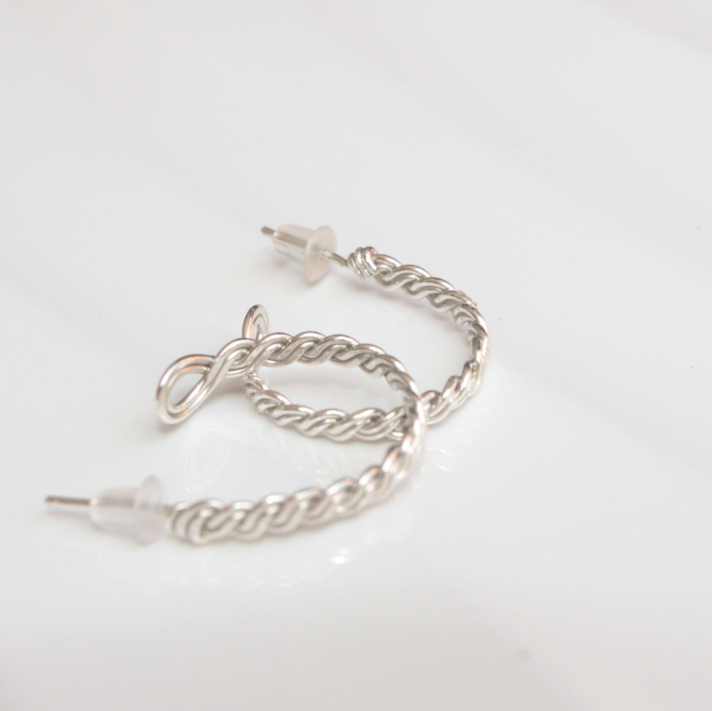 sterling silver twisted wire stud hoop earrings carrie foscato design made in usa