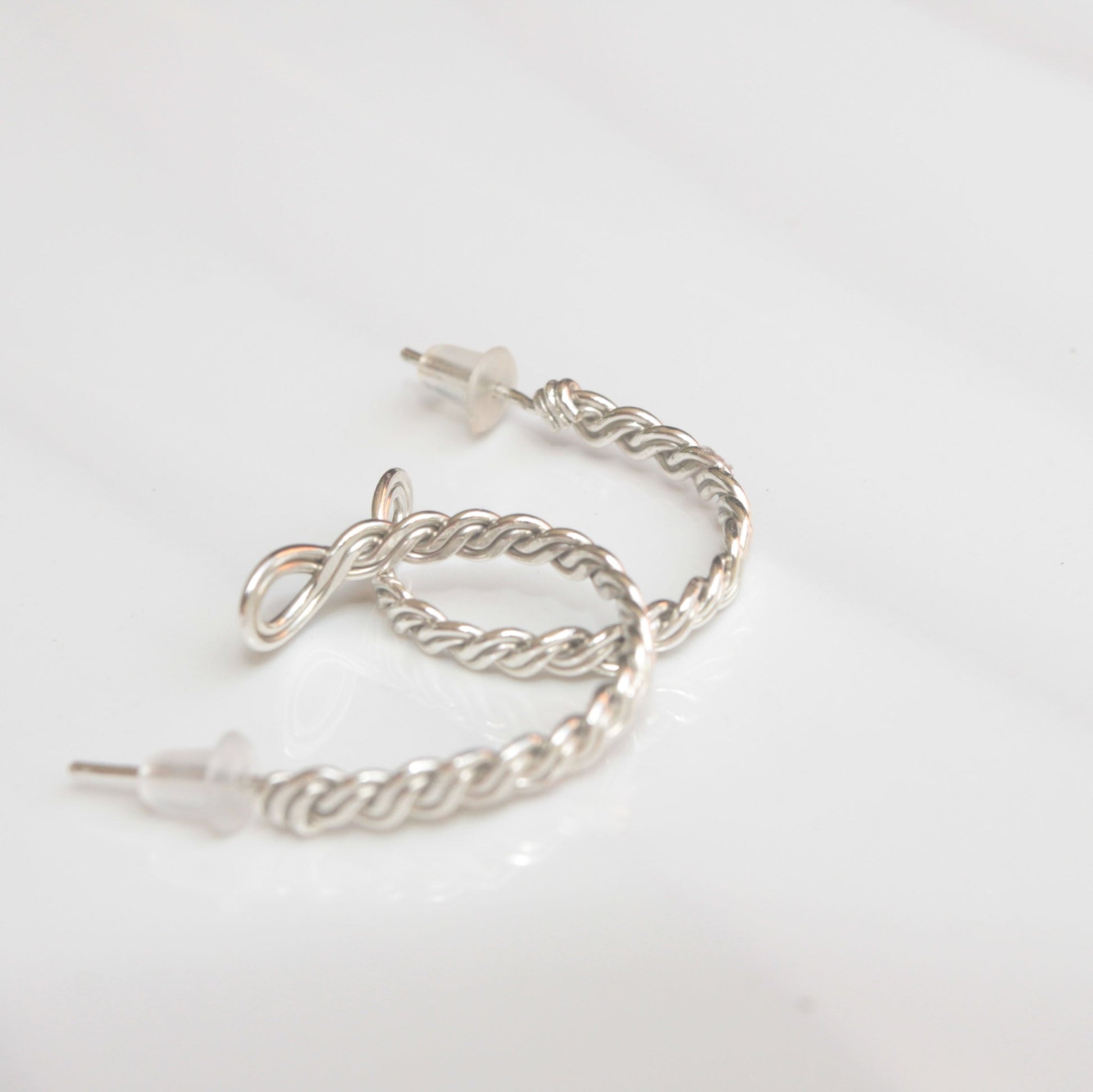 sterling silver twisted wire stud hoop earrings carrie foscato design made in usa