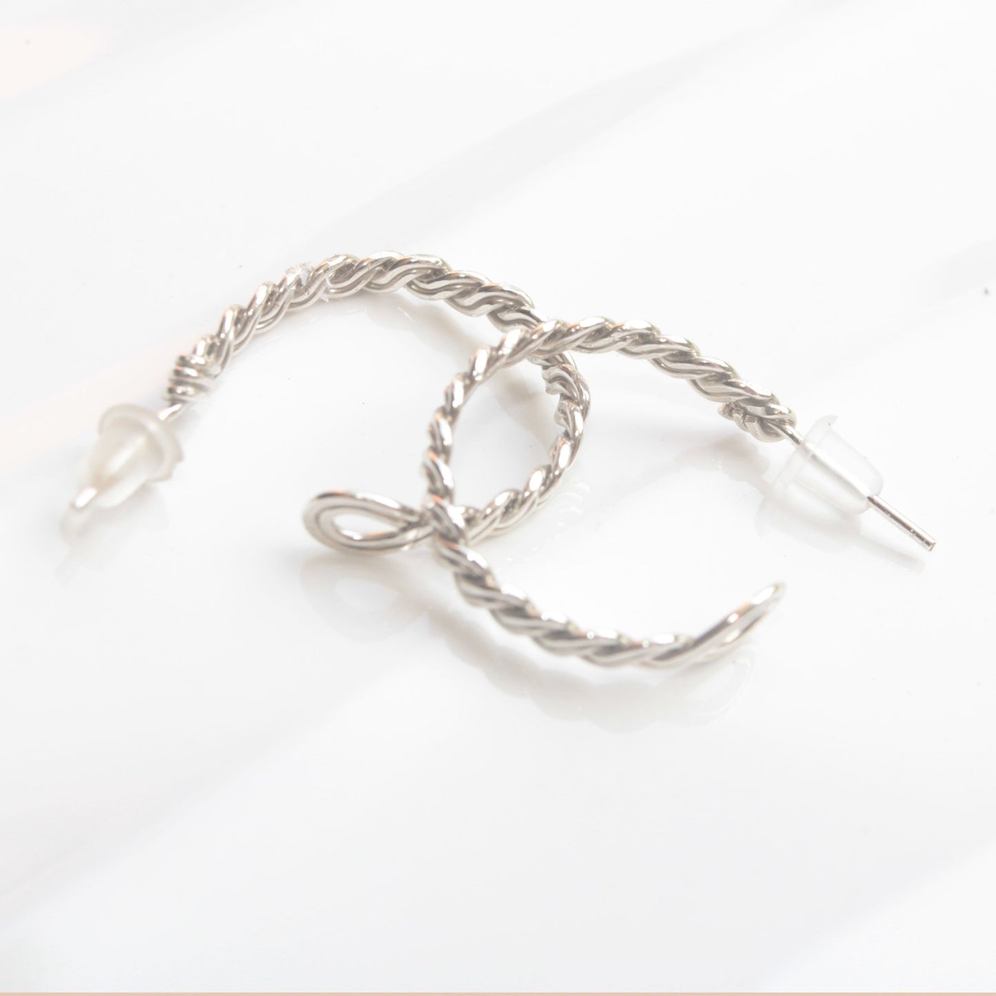 sterling silver twisted wire stud hoop earrings carrie foscato design made in usa