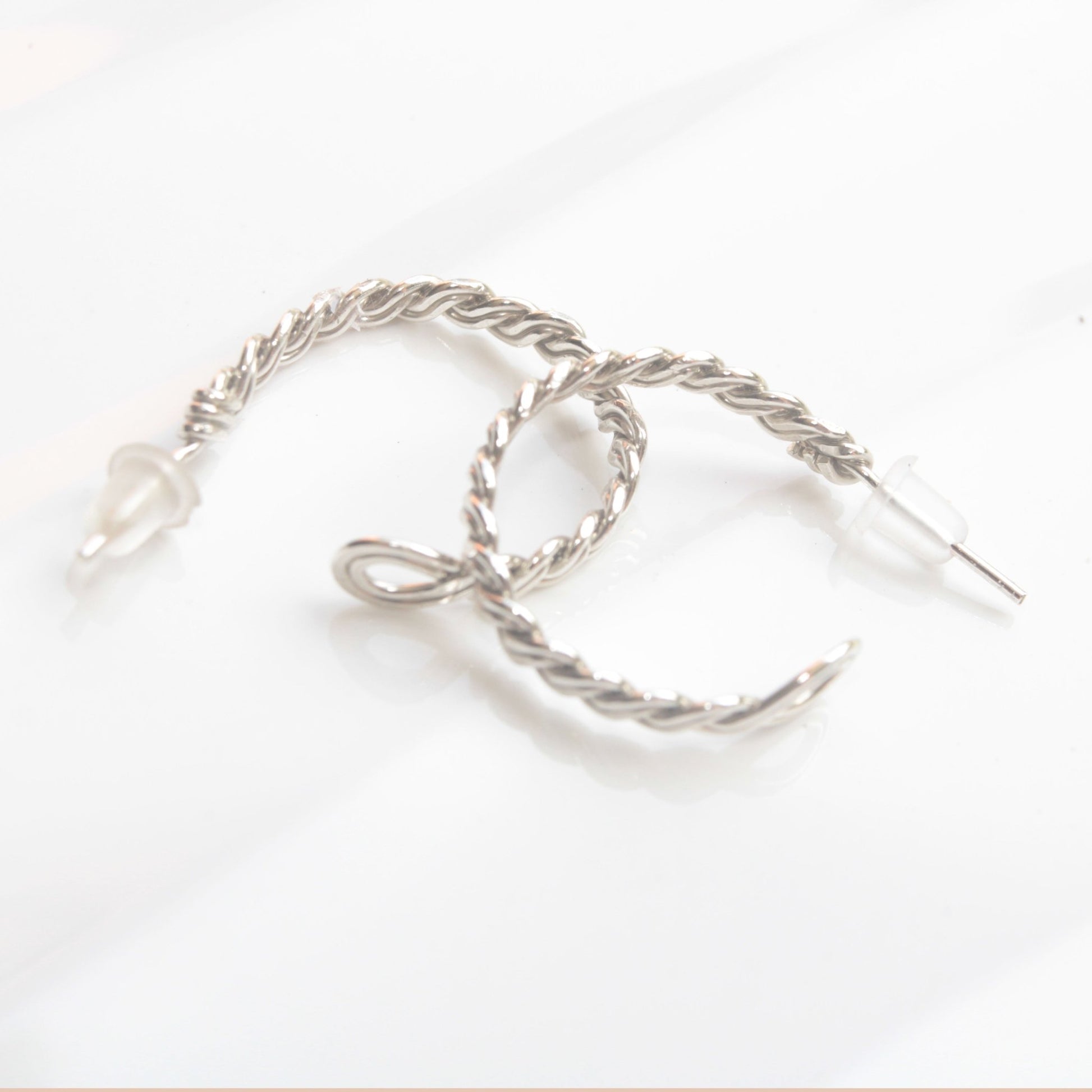 sterling silver twisted wire stud hoop earrings carrie foscato design made in usa