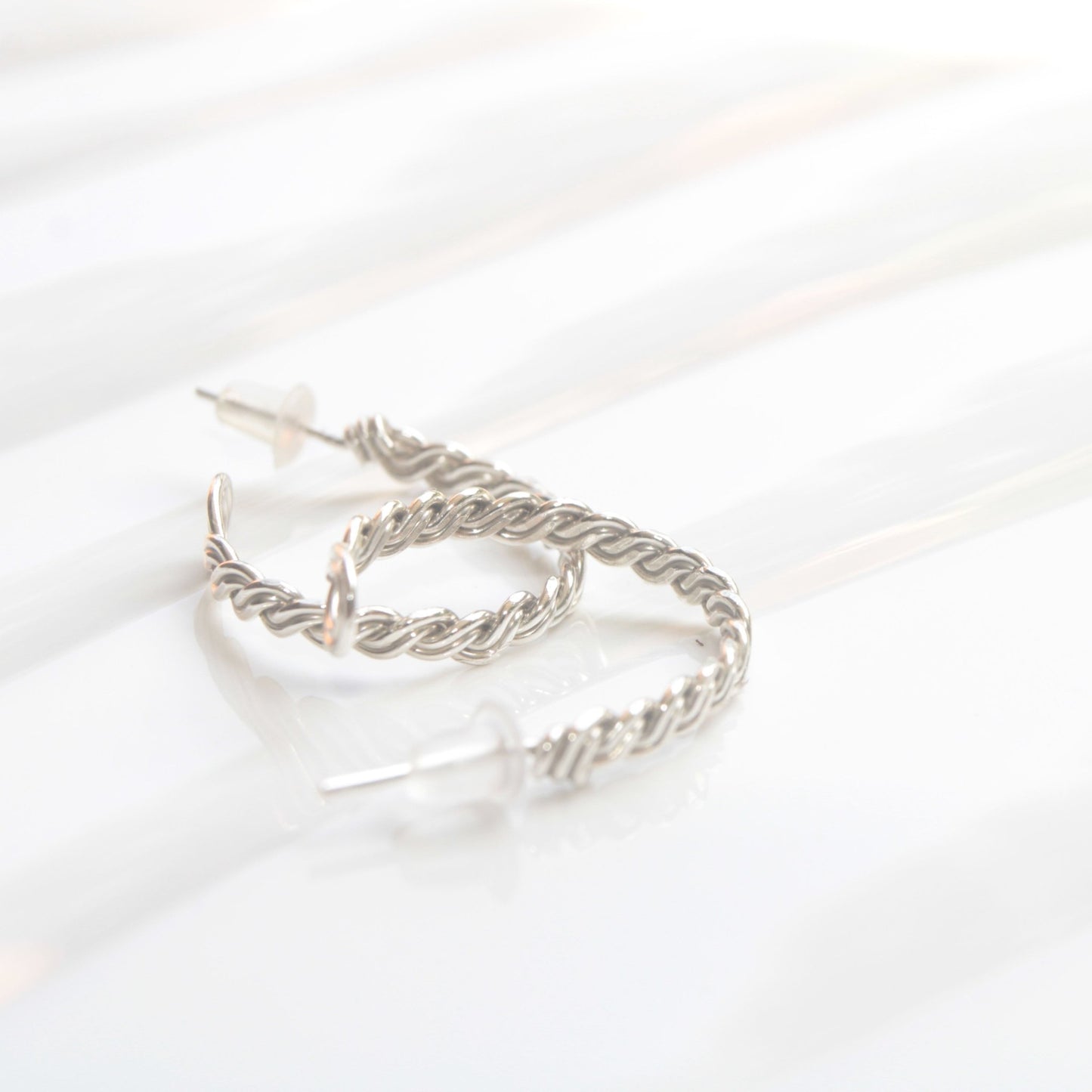 sterling silver twisted wire stud hoop earrings carrie foscato design made in usa