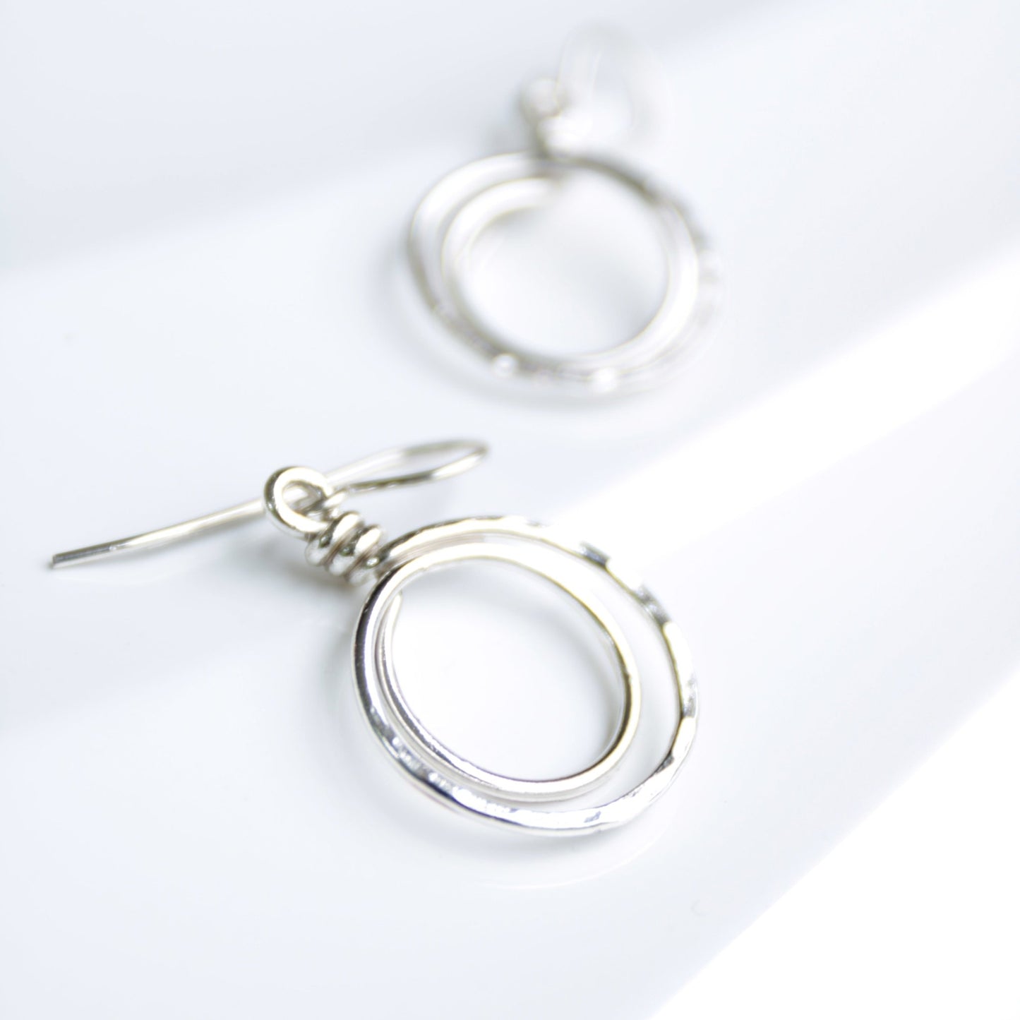 sterling silver double echo hoop earrings handmade in USA carrie foscato design