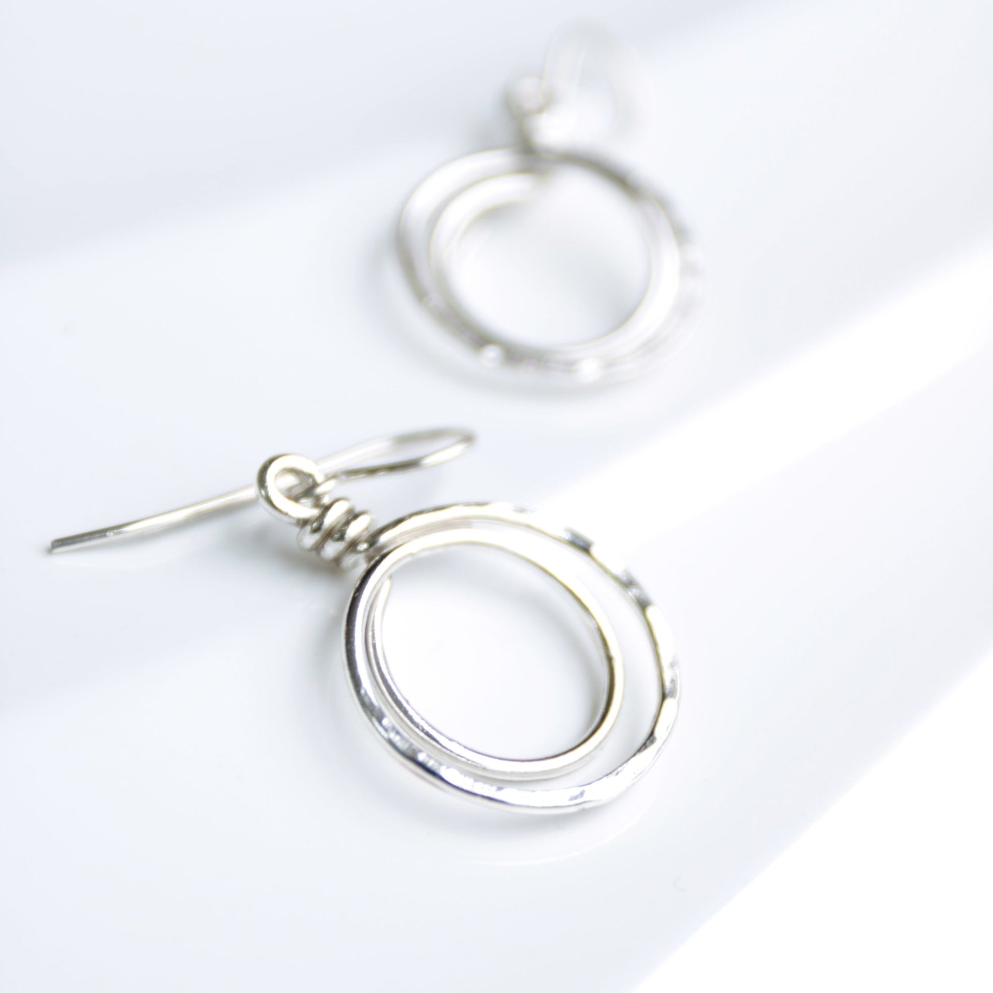 sterling silver double echo hoop earrings handmade in USA carrie foscato design