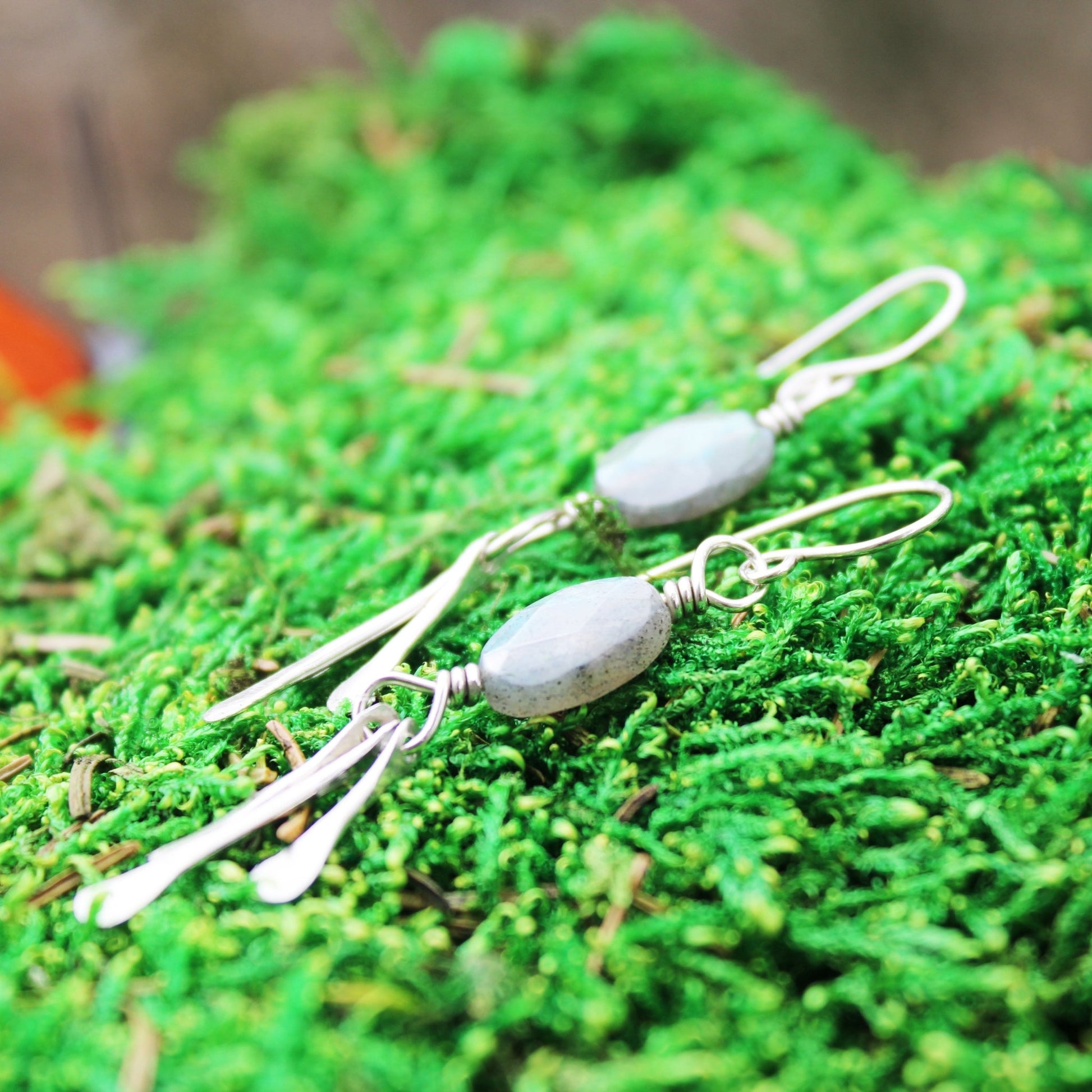 best seller handmade sterling silver fringe dangle earrings with labradorite gemstones handmade carrie foscato design USA