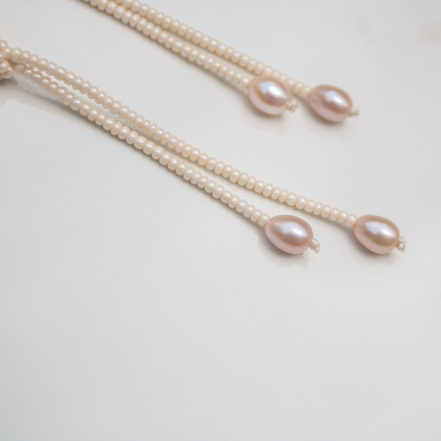 Tidal Knot — Ivory & Blush Pearl Fringe Earrings