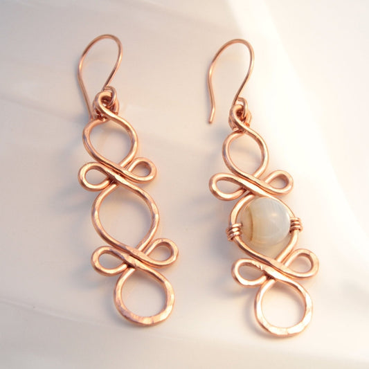 Triple Infinity Looped with custom accent bead handmade french ear wires carrie foscato design USA