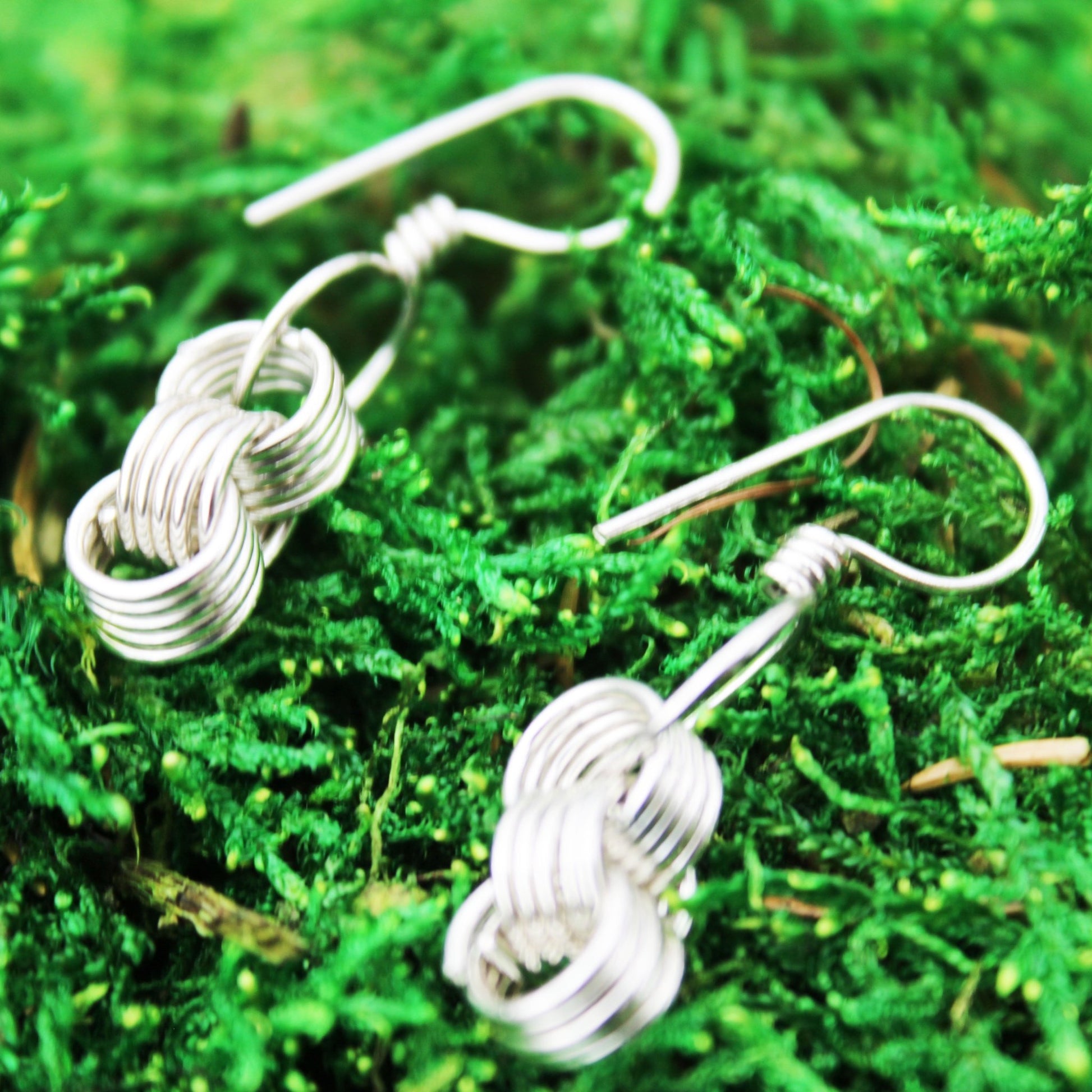 triple coil sterling silver wire wrapped earrings