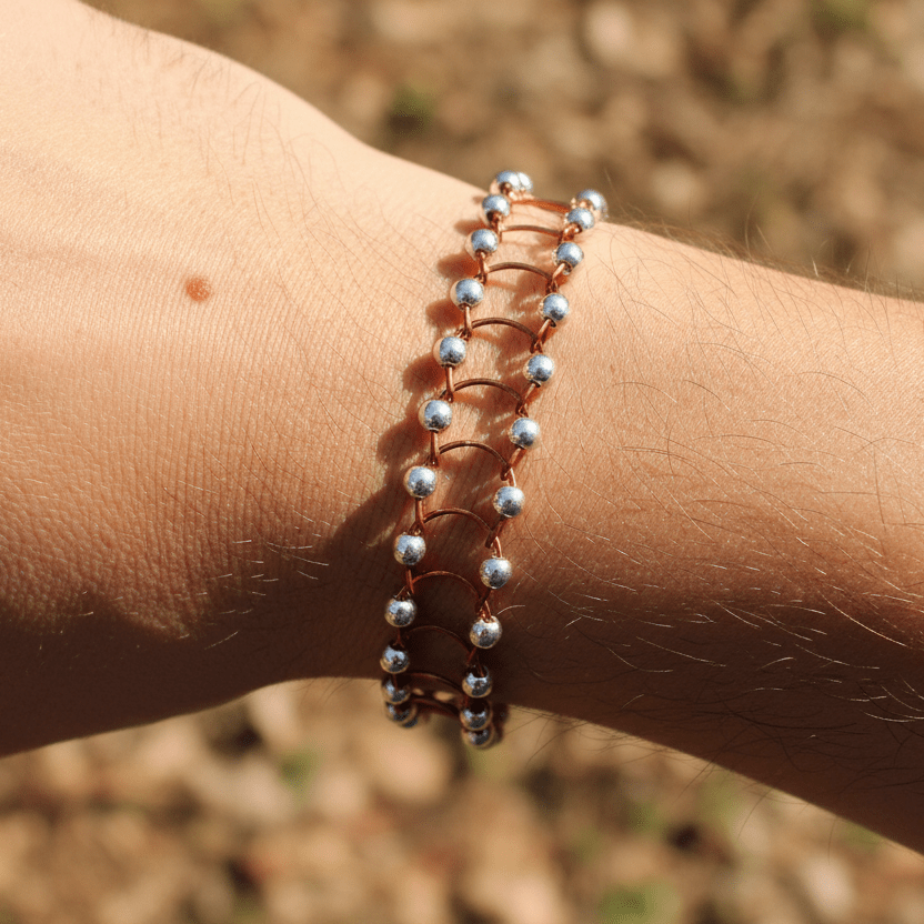 Two-tone Bracelet on Man's Wrist