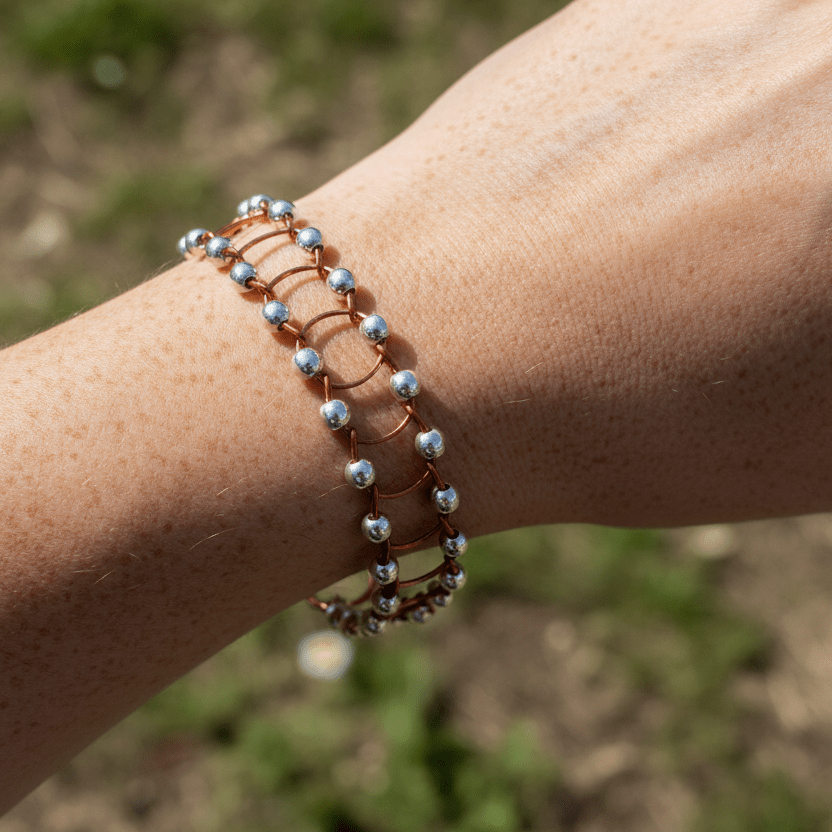 Two-tone Bracelet on Woman's Wrist