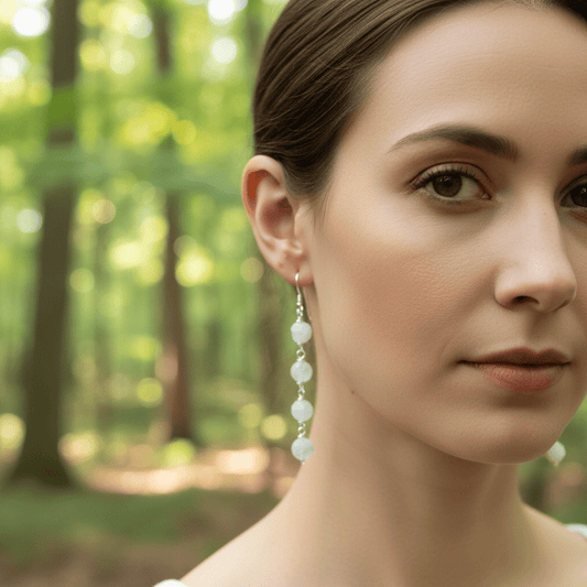 Waterfall Whisper Sterling Silver Earrings with Aquamarine Gemstones