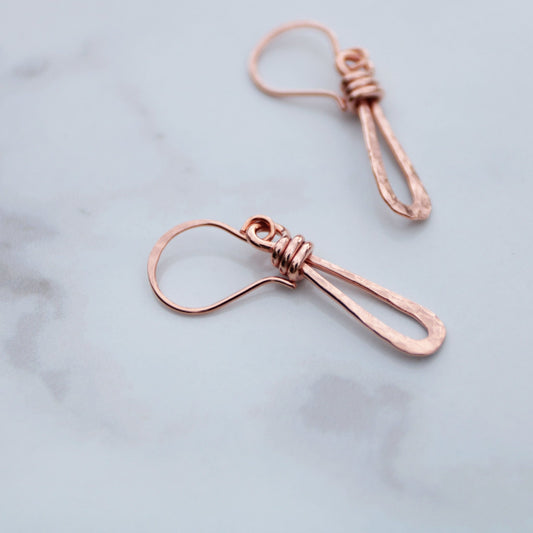 Willow Twist Handmade Hammered Copper Earrings - Unique & Chic
