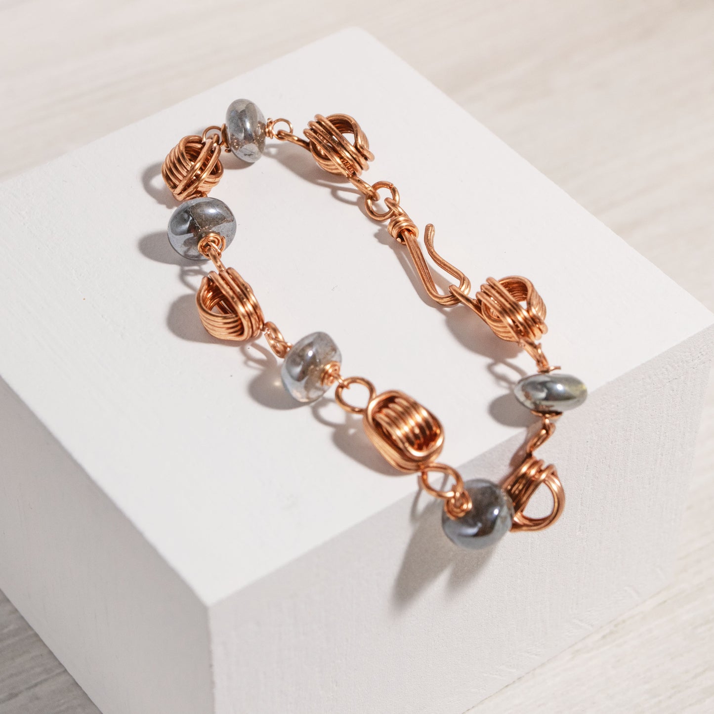 Wrapped Coil Bracelet | Diamond Polished Labradorite